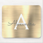 Name Mousepad<br><div class="desc">Gold Imitats Pinselmetall Monogram Name Mousepad. Dieses Mousepad kann auf Ihren Vornamen angepasst werden.</div>