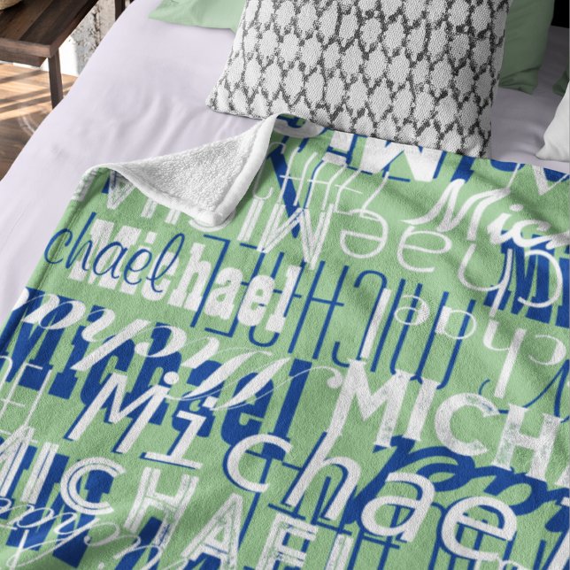 Name Muster Sage Typografie Stempelaufkleber Fleecedecke (Von Creator hochgeladen)