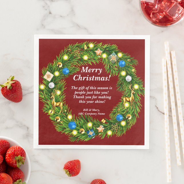 Name Nachricht, Firmensitz Weihnachten Serviette (Beispiel)