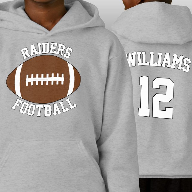 Name, Name und Nummer des Fußballteams Hoodie (Football team hoodie with custom team name, player name and jersey number.)