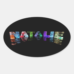 Name Natalie in 3D-Leuchten (Foto) Ovaler Aufkleber
