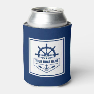 Name Nautic Anchor Oars Helm Navy Blue Dosenkühler