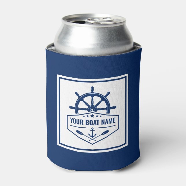 Name Nautic Anchor Oars Helm Navy Blue Dosenkühler (Kanne Vorderseite)