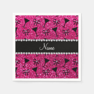 Name Nebel heißen rosa Glitzer Cocktailglas Serviette