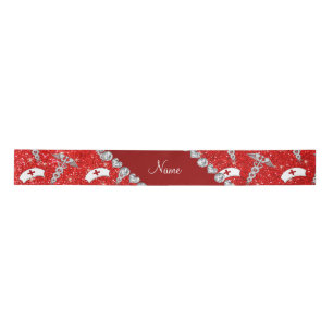 Name Neon Red Glitzer Krankenschwester hat silbern Satinband