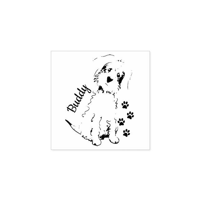 Name Niedlich Fluffy Brown Dog hinzufügen Gummistempel (Prägung)