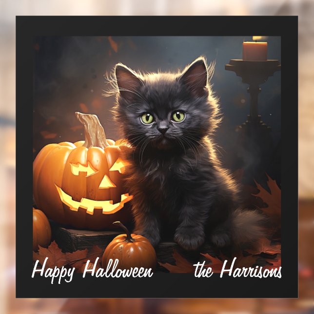 Name, Niedlich Kitten, Pumpkin, Happy Halloween 12 Fensteraufkleber (Blatt 2)
