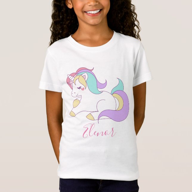 Name Niedlich Unicorn hinzufügen T-Shirt (Vorderseite)