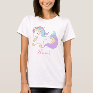 Name Niedlich Unicorn hinzufügen T-Shirt