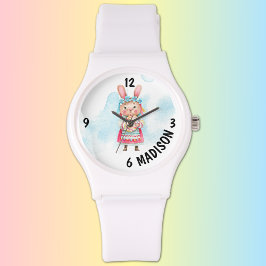 Name Niedlich White Silicone Miss Osternsonnigen Armbanduhr