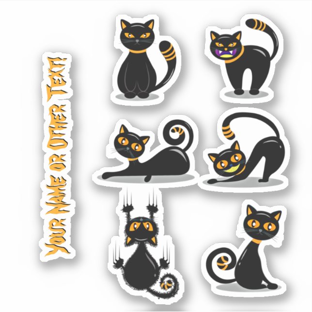 Name, Niedliche schwarze und orangefarbene Katzen  Aufkleber (Vorderseite)
