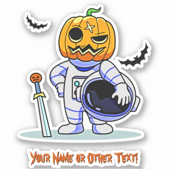 Name Niedlichen Astronauten Pumpkin Kopf mit Helm  Aufkleber (Vorderseite)