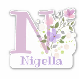Name Nigella & Initial mit Blumendesign Aufkleber