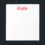 Name Note Pad Notizblock<br><div class="desc">Name note pad with red letter and white background.</div>