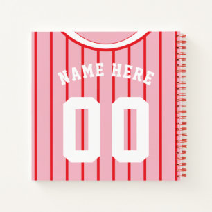 Name & Number Baseball Softball Jersey Notebook Notizbuch