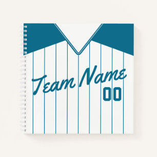 Name & Nummer Baseball Softball Aquamarin Jersey Notizbuch