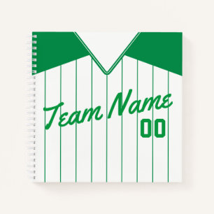 Name & Nummer Baseball Softball Green Jersey Notizbuch