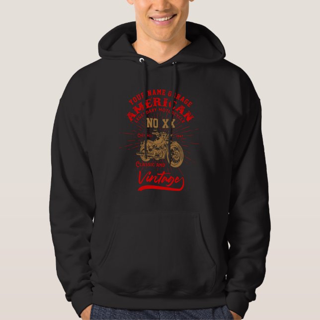 Name Nummer des legendären Motorrades Hoodie (Vorderseite)