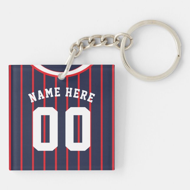 Name & Nummer Jersey Keyring, Baseball Softball Schlüsselanhänger (Rückseite)