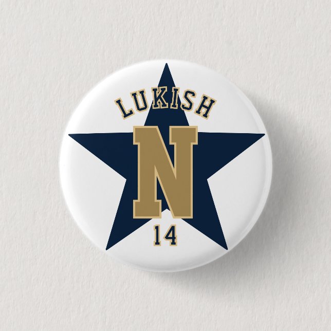 Name Nummer Star Navy Blue und Gold Veteran Button (Vorderseite)