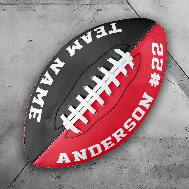 Name, Nummer und Farbe des Teams und Spielers Football (Custom football with personalized football team name, player name and jersey number)
