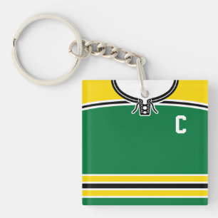 Name & Nummer Yellow & Green Hockey Jersey Schlüsselanhänger