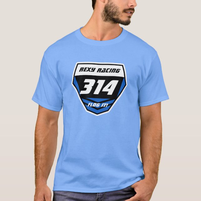 Name-Nummernschild: Blau - helle Zahl T-Shirt (Vorderseite)