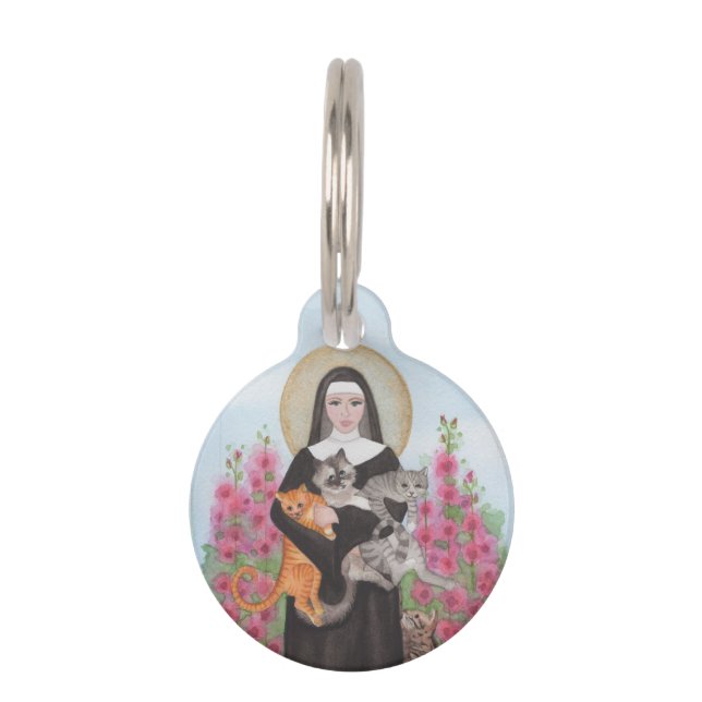 Name nur St. Gertrude Patron of Cats Haustiermarke (Vorderseite)