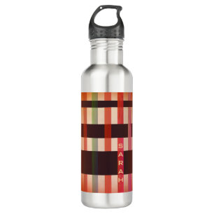 Name oder Anfangsbuchstaben und Vintage Webstreife Edelstahlflasche