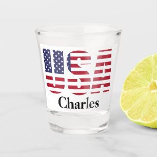 Name oder Initialen   Patriotisches USA-Flagge-Sch Schnapsglas