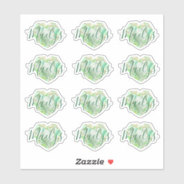 Name oder Monogram Green Heart Diamond Emerald hin Aufkleber