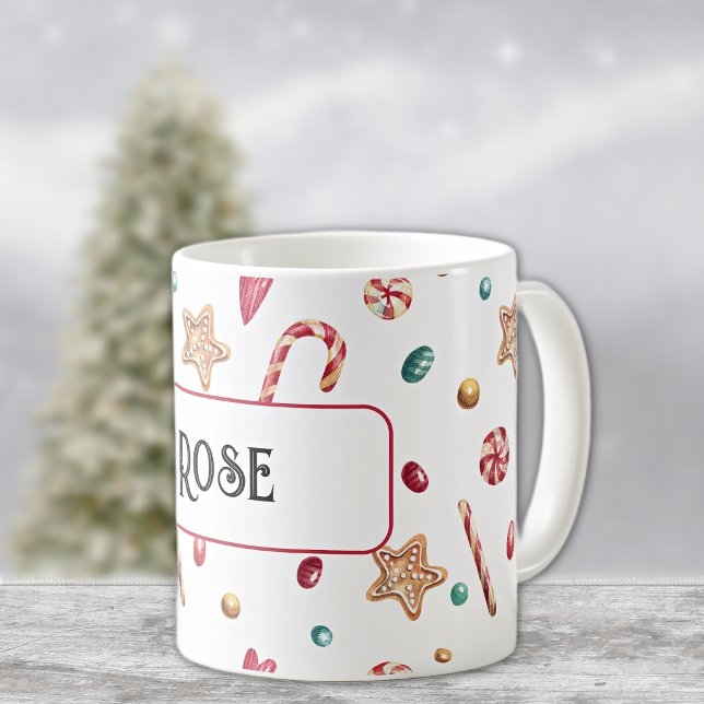 Name oder Monogramm, Süßigkeiten und Cookies 11oz  Kaffeetasse (Von Creator hochgeladen)