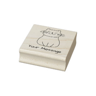 Name oder Nachricht mit süßer lächelnder Katzenzei Gummistempel