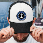 Name oder Schiff des Schiffskapitän Nautic Anchor  Truckerkappe<br><div class="desc">Ein Nautical Anchor und Seil mit Captain Rank oder einem anderen Titel und Ihrem Namen oder Bootsnamen auf einem stilvollen,  modernen Hut.</div>