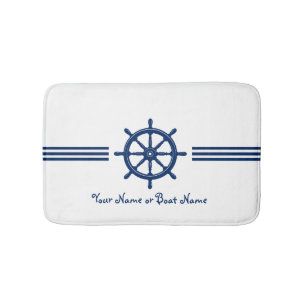 Name oder Schiff Nautical Ships Wheel Helm Navy Badematte