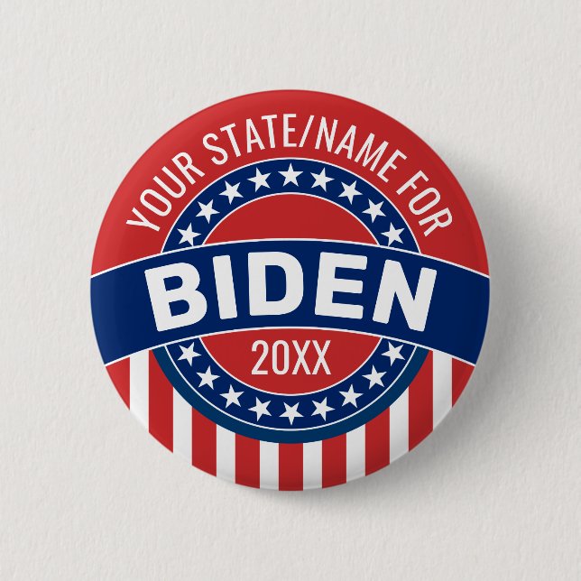Name oder Staat hinzufügen, um Joe Biden 2020 zu u Button (Vorderseite)