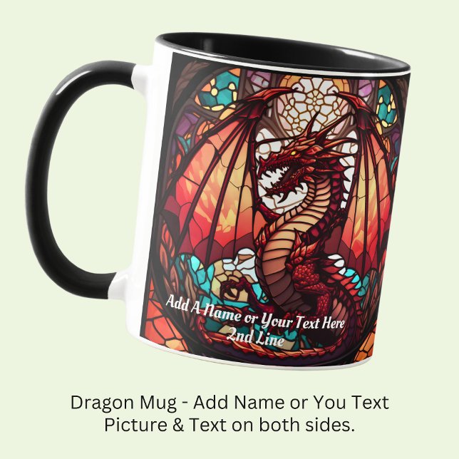 Name oder Text hinzufügen, Drache aus festem Glas  Tasse (Von Creator hochgeladen)