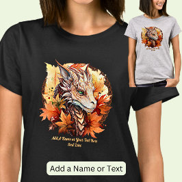 Name oder Text hinzufügen, Drache mit Herbstblätte T-Shirt