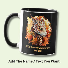 Name oder Text hinzufügen, Drache mit Herbstblätte Tasse