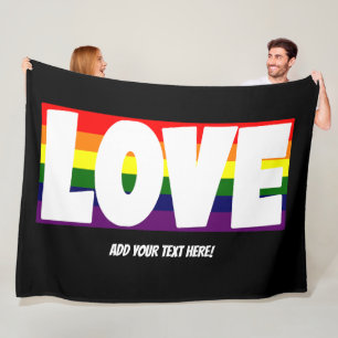 Name oder Text hinzufügen, Rainbow-Flag Groß, Lieb Fleecedecke