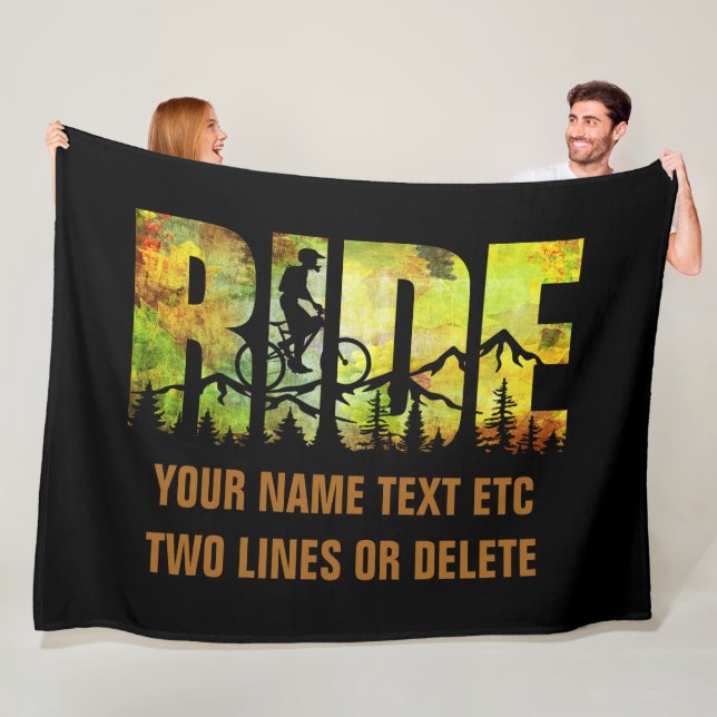 Name oder Text Mountainbike-Fahrer Herbstfarben hi Fleecedecke (Beispiel)