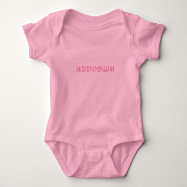 Name oder Text "Snuggles" hellrosa anpassen Baby Strampler (Vorderseite)