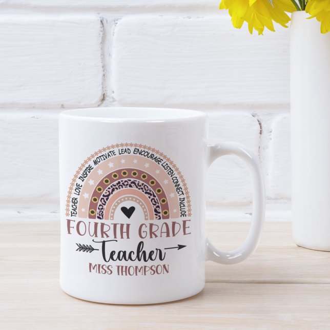 Name of 4Th grade teacher, Cute Rainbow Kaffeetasse (Von Creator hochgeladen)