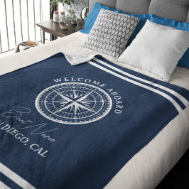 Name of your Boat Nautical Navy blue Fleecedecke