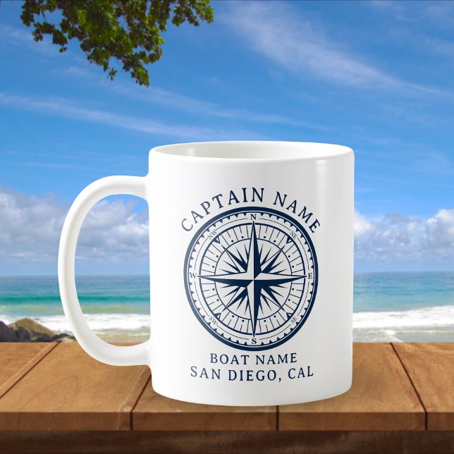 Name of your boat Nautical Vintage Compass Kaffeetasse (Von Creator hochgeladen)