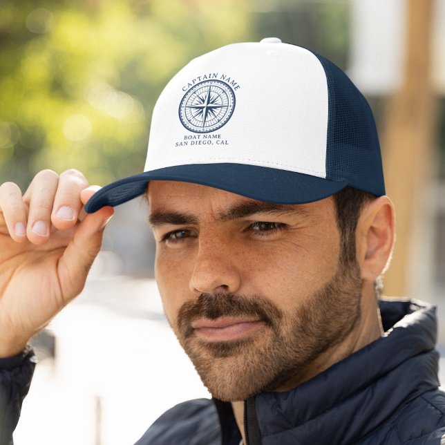 Name of your boat Nautical Vintage Compass Truckerkappe (Von Creator hochgeladen)
