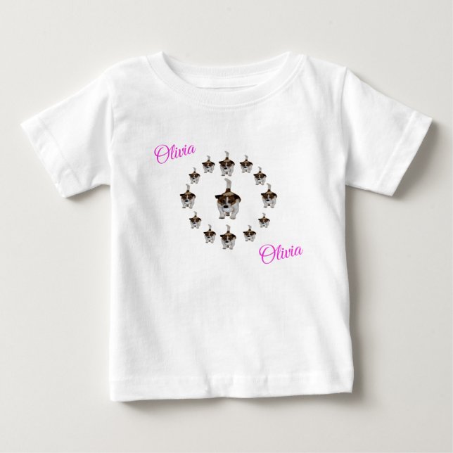Name "Olivia" mit Fox Terriers, Baby Tshirt (Vorderseite)