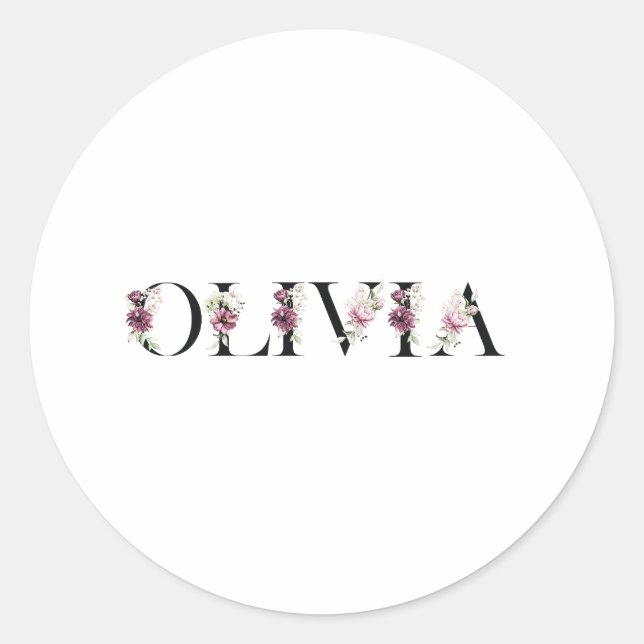 Name Olivia Runder Aufkleber (Vorderseite)