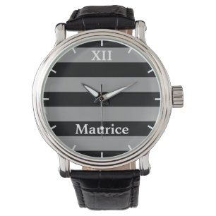 Name on Black Stripes Armbanduhr