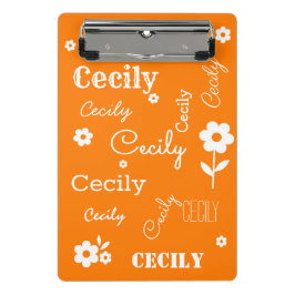 Name-orange und weißes Miniklemmbrett Mini Klemmbrett